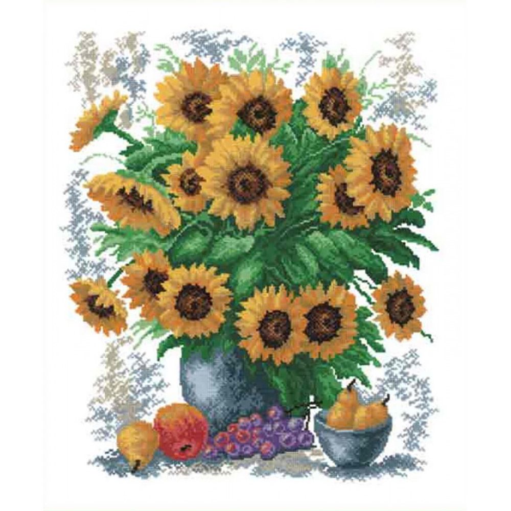 Набор для вышивания нитками Hobby&Pro, Подсолнухи, 30х35,5 см