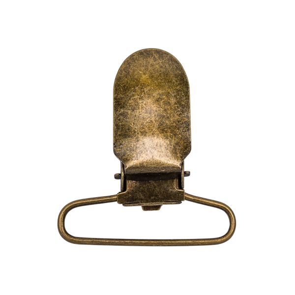 Клипса для подтяжек гладкая 35.0 мм, металл, уп.20 шт, New Star, антик