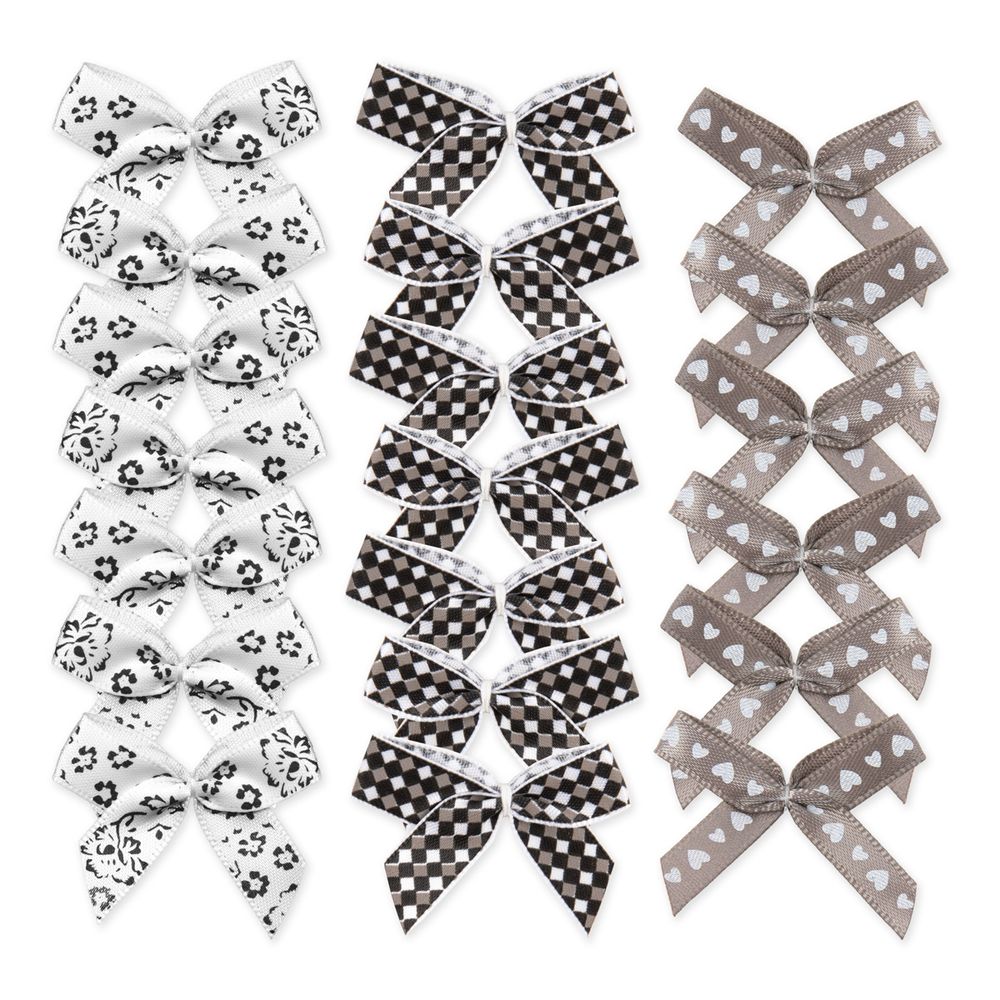 Набор текстильных бантиков, 100 шт, 206 бежево- черный, Annet BDR