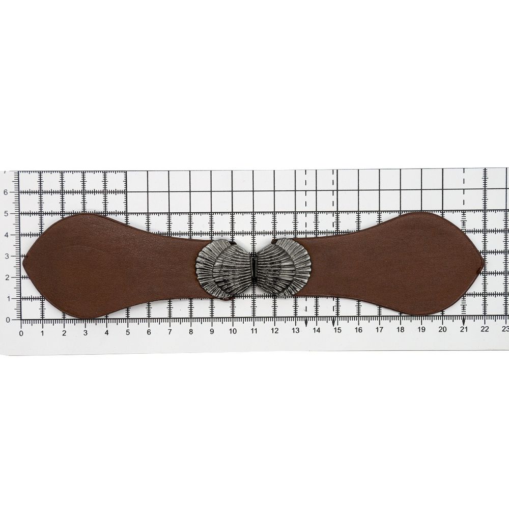 Фурнитура застежка для кардигана кожаная №6 коричневая 21,5 (черный никель), 2 шт