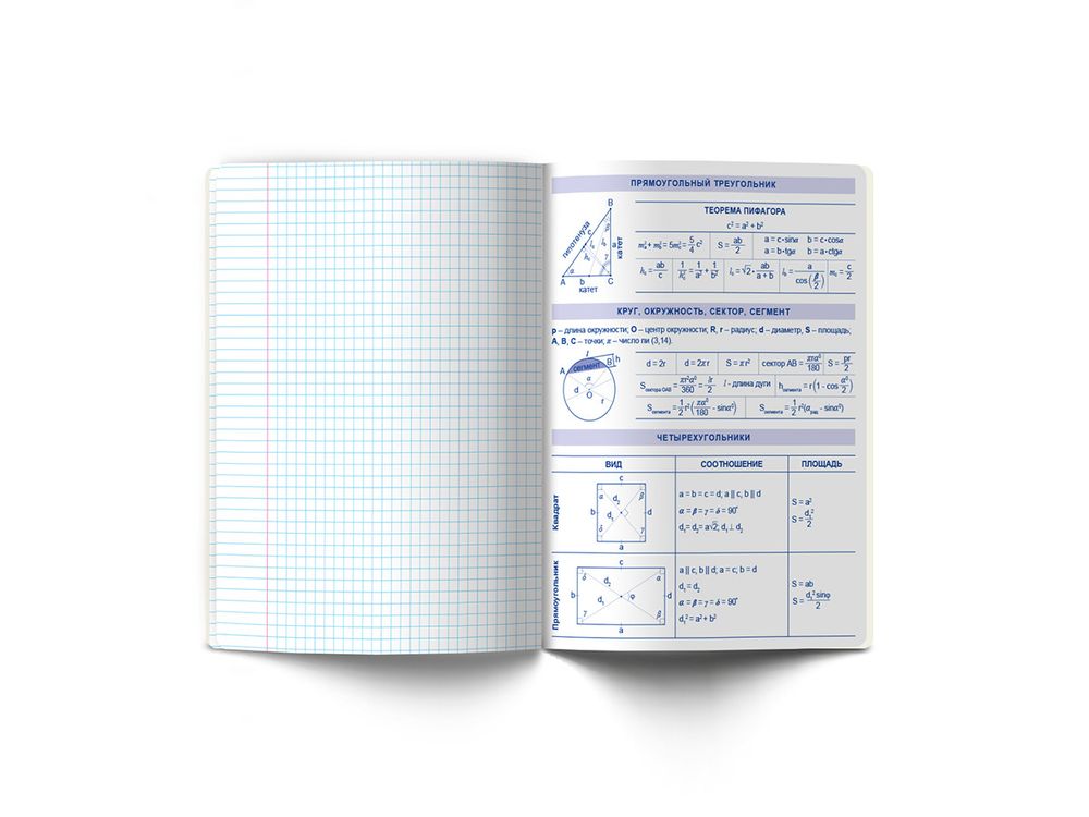 Тетрадь со справочным материалом Скучно не будет!, выборочный лак, A5+ 48 л. на скобе 65 г/м², белизна 100%, 10 шт, клетка, 000538 Геометрия, Светоч 48ТПСКс5_4_2_1