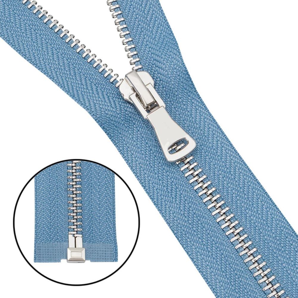 Молния металл Т5 (5 мм) 1 зам., разъем., 50 см, никель, 231 серо-голубой, 6535-0306, 5 шт