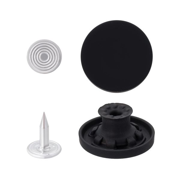 Пуговицы джинсовые ⌀18 мм, гладкие, черная резина, ГРБ2222, 15 шт