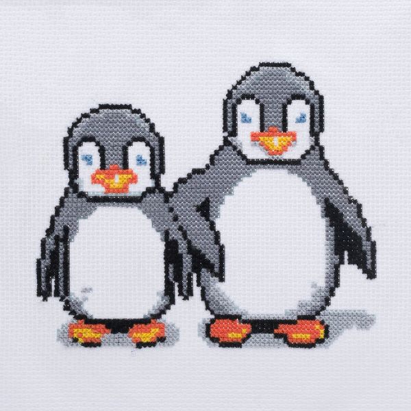 Набор для вышивания нитками Hobby&Pro Kids, Пингвинчики 19х18 см