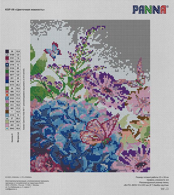 Канва с рисунком Panna KSP-09, Цветочная нежность, 23х29 см