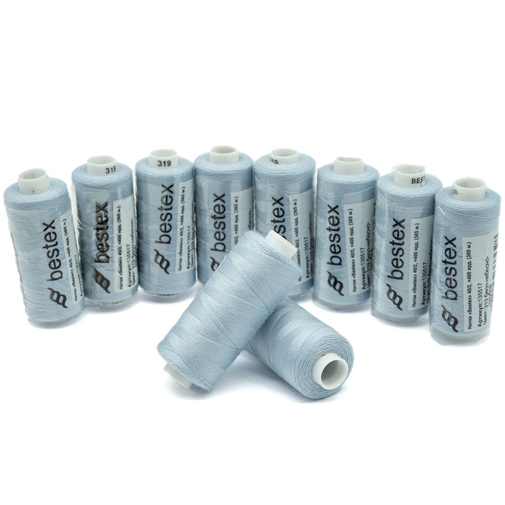 Нитки швейные бытовые Bestex 40/2, 365 м (400 ярд) / 10 кат., 319 нежно-голубой