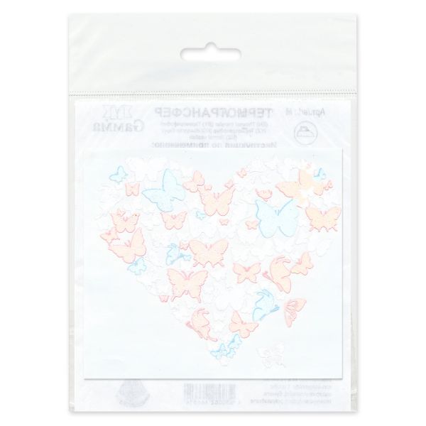Термоаппликация Gamma Термотрансфер M №06, 1 шт, M-620 Сердце из бабочек 11.5х10 см