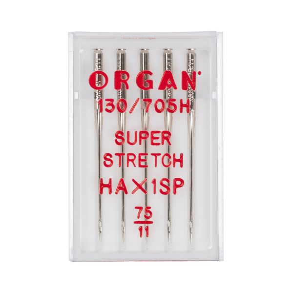 Иглы для швейных машин супер стрейч 130/705 H, №75, 5 игл, в пенале 5435075 75, ORGAN