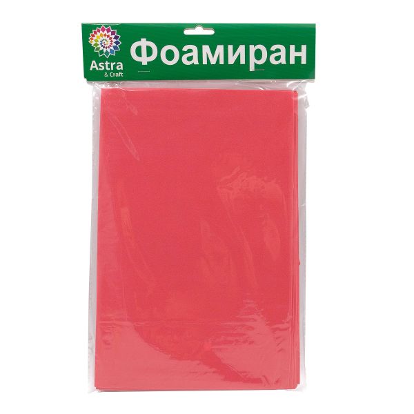 Фоамиран EVA-1010, 10 шт, 20х30 см, 1 мм., Astra&Craft (ZK-003/BK003 алый)