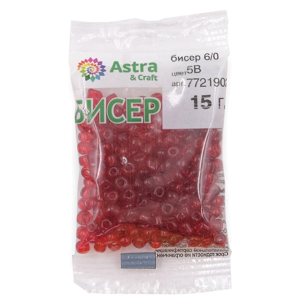 Бисер Astra&Craft 6/0 (4.1 мм), 150 г (10х15 г), цв. 5B бордовый/прозрачный