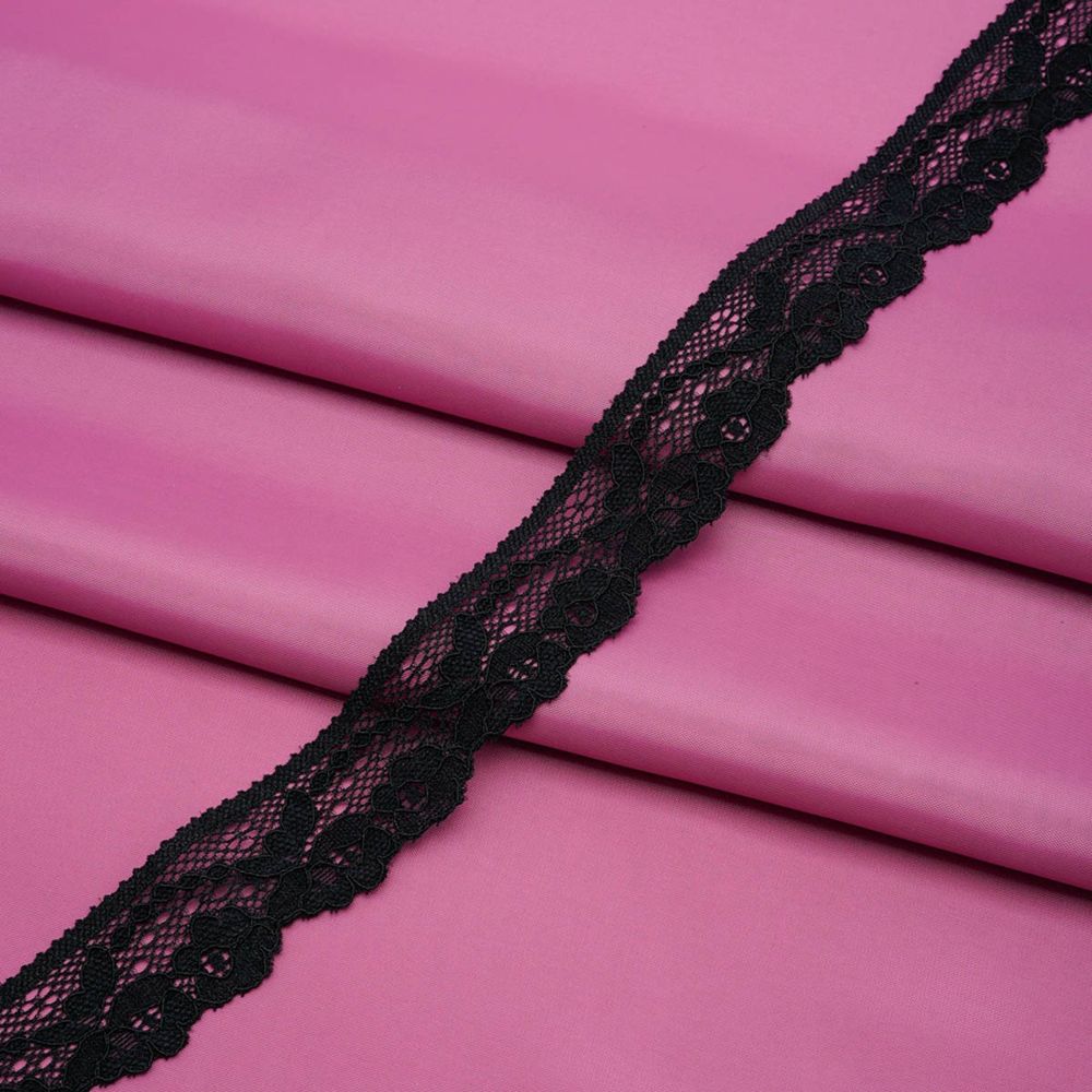 Кружево эластичное (стрейч) 25 мм / 3.4 метра, цвет черный