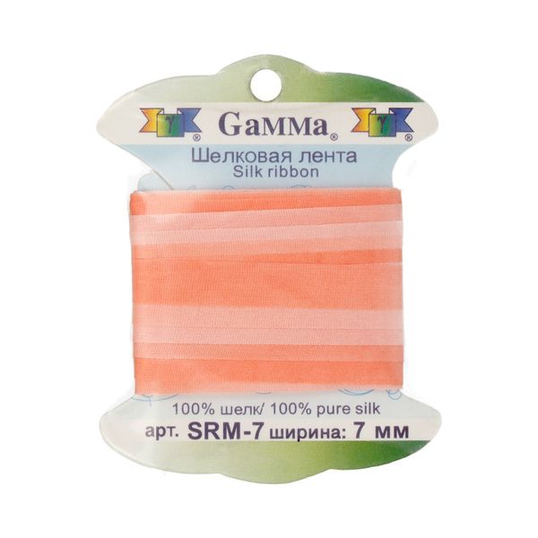 Лента (тесьма) шелковая 7.0 мм / 9.1±0.5 метров, M040 бл.розовый/розовый, Gamma SRM-7