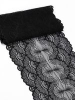 Кружево бельевое эластичное 195 мм / 2.7 м, 8034, цв.02 черный, Kruzhevo