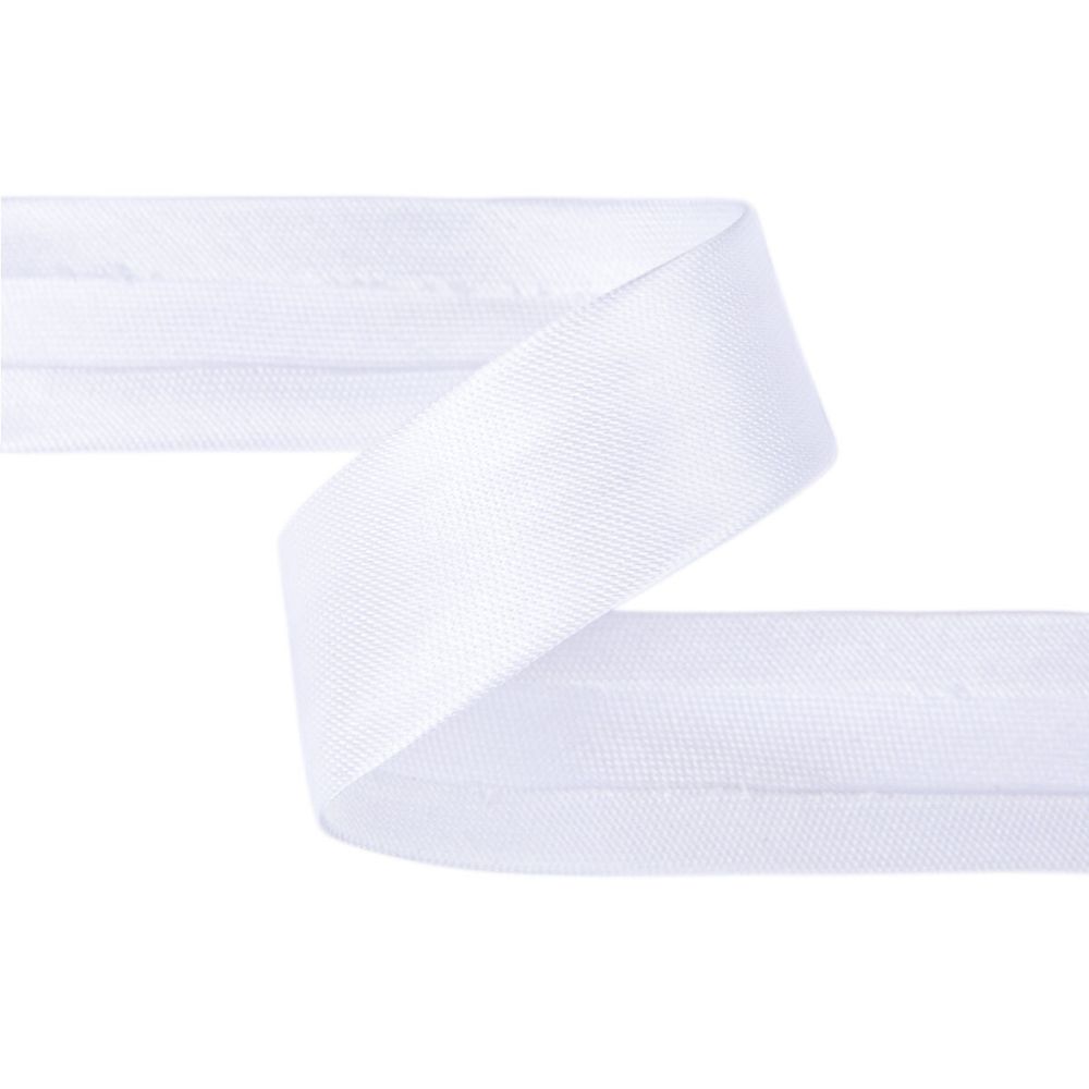 Косая бейка атласная 18 мм / 5 шт по 5.4 метра, белый №001, Gamma GK-18P