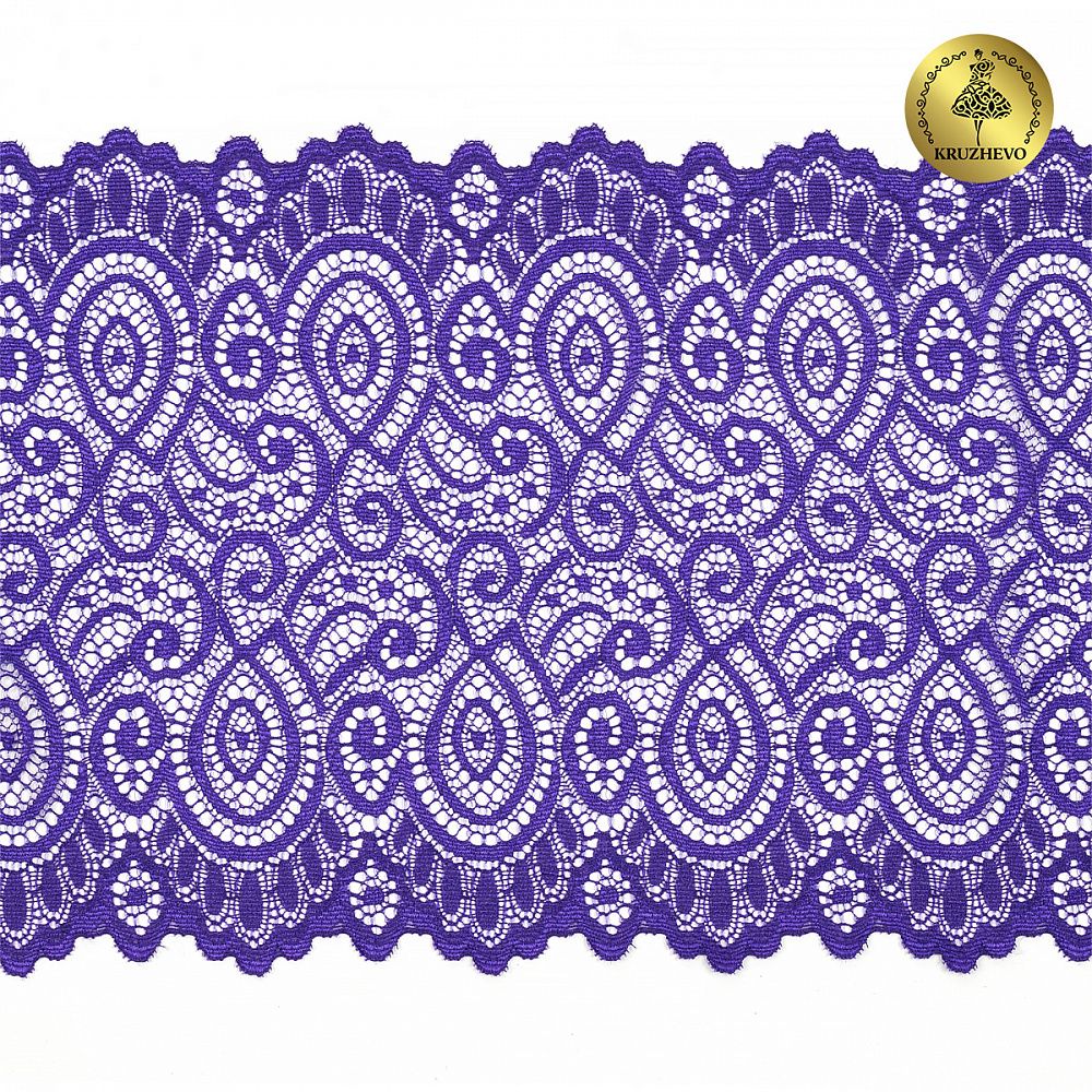Кружево эластичное (стрейч) L1351 180мм цв.14 сиреневый, 25 м, Kruzhevo