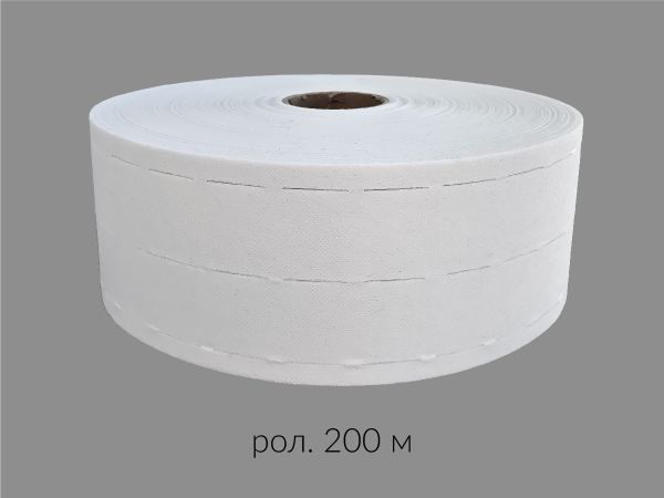 Лента корсажная клеевая перфорированная 81.0 мм / 200 метров, 70 г/м², цв. белый, 20170 9/1/30/1/30/1/9, БрючникоФФ