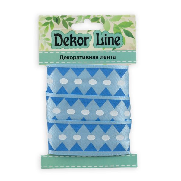 Лента атласная с рисунком Ромбы 25.0 мм / 3 метра, синий, Globus