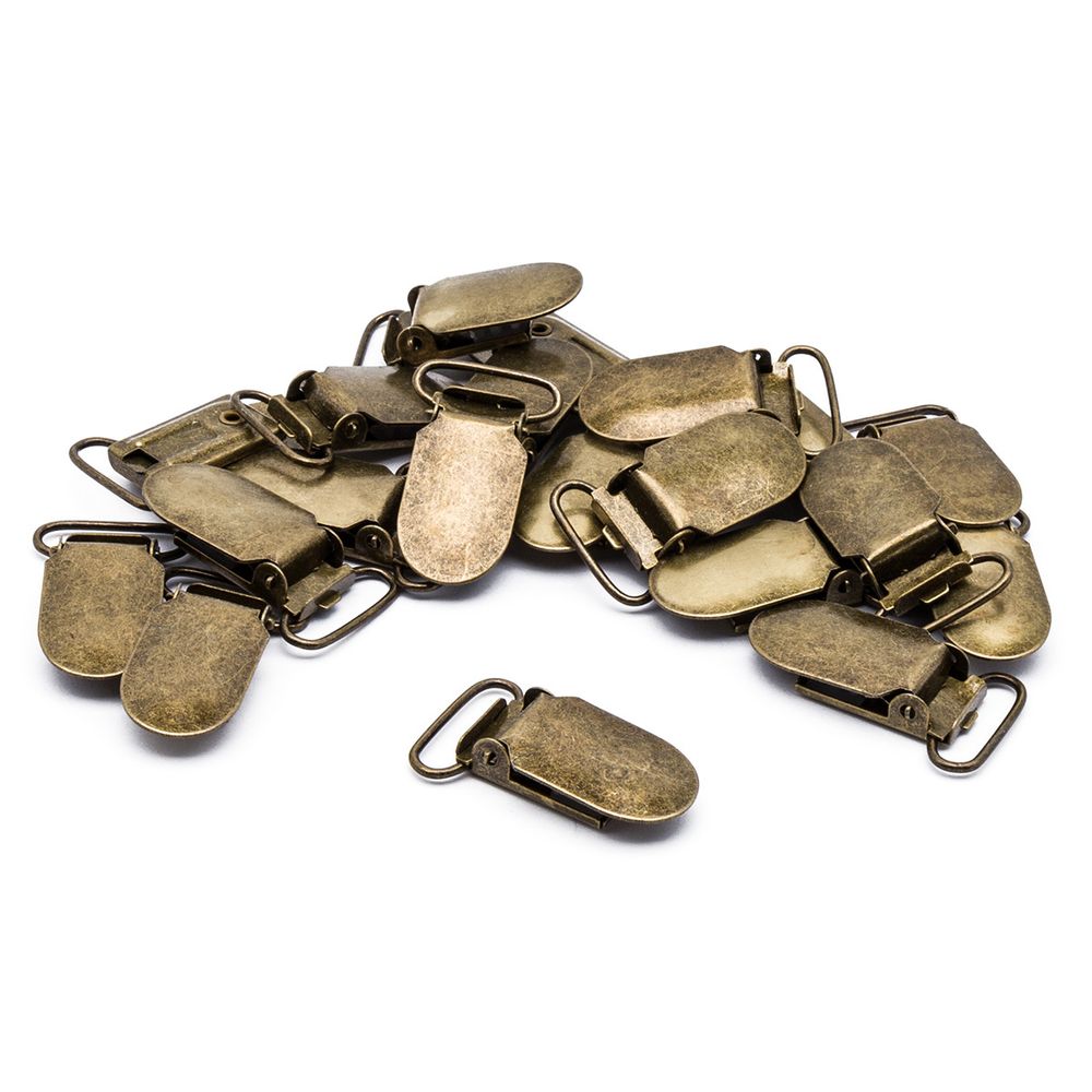 Клипса для подтяжек гладкая 20.0 мм, сталь, цв.антик, 20 шт