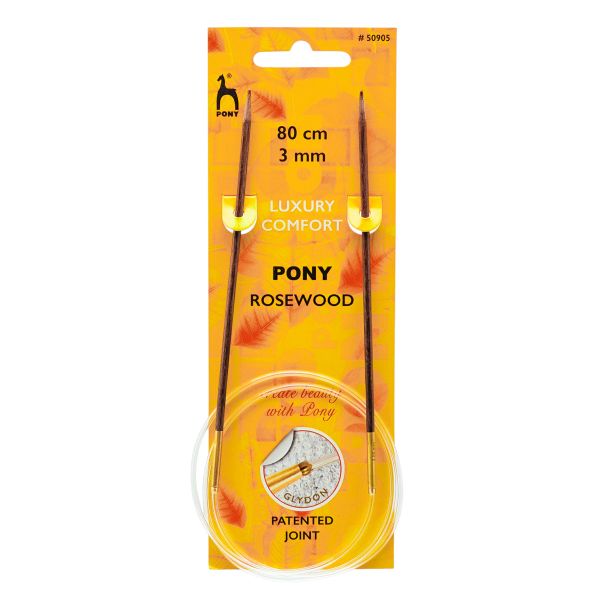 Спицы круговые Pony Rosewood ⌀3.0 мм, 80 см, розовое дерево, 50905