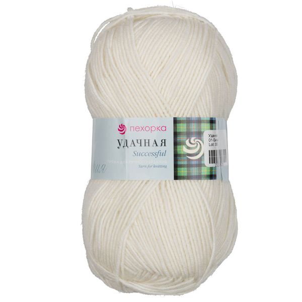Пряжа Пехорка Удачная / уп.5 мот. по 100 г, 250 м, цв.001 белый