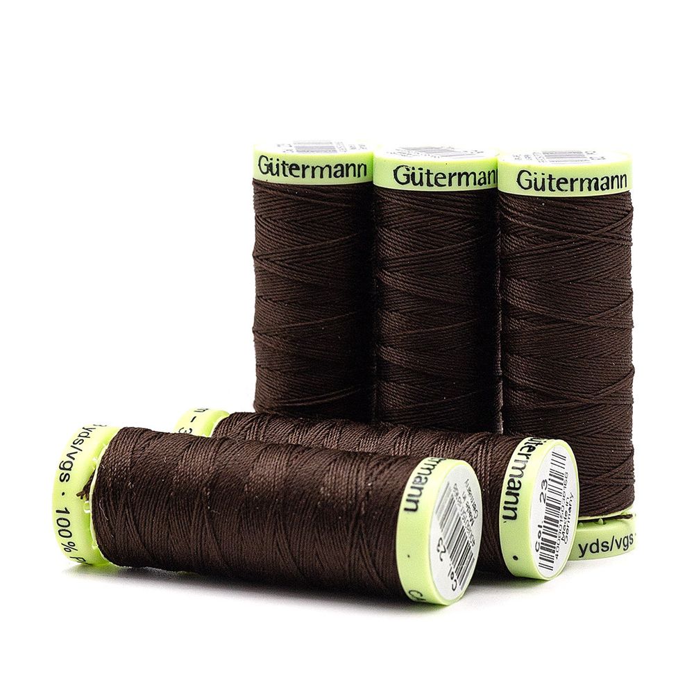 Нитки отделочные Gutermann Top Stitch, 30м, 023 горький шоколад, 5 катушек