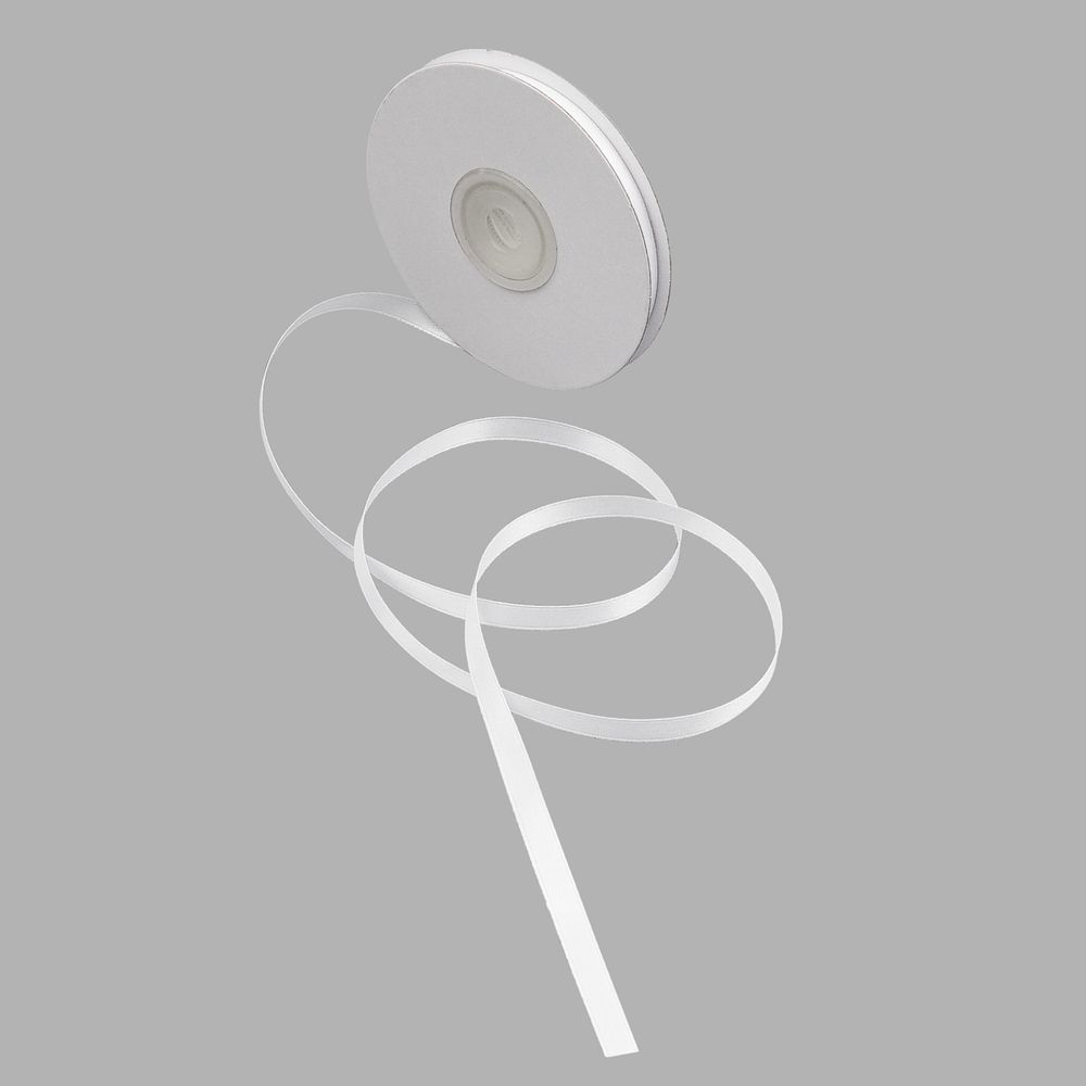 Лента атласная 2-сторонняя 6.0 мм / 22.86±1 метров, C1001 белый, 6102-0008, Globus