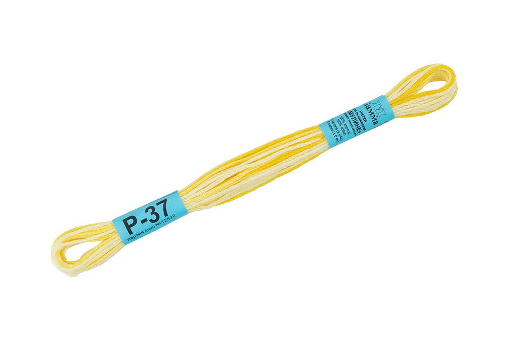 Мулине Gamma меланж, цв.Р-37 желтый-св.лимонный, 12 мотков по 8 метров