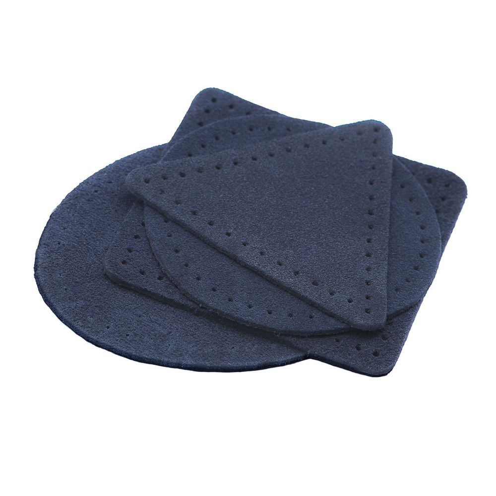 Набор заплаток пришивных из замши, круг, квадрат, треугольник, овал 6см, с перфорацией, 4 шт (22 темно-синий), 59723