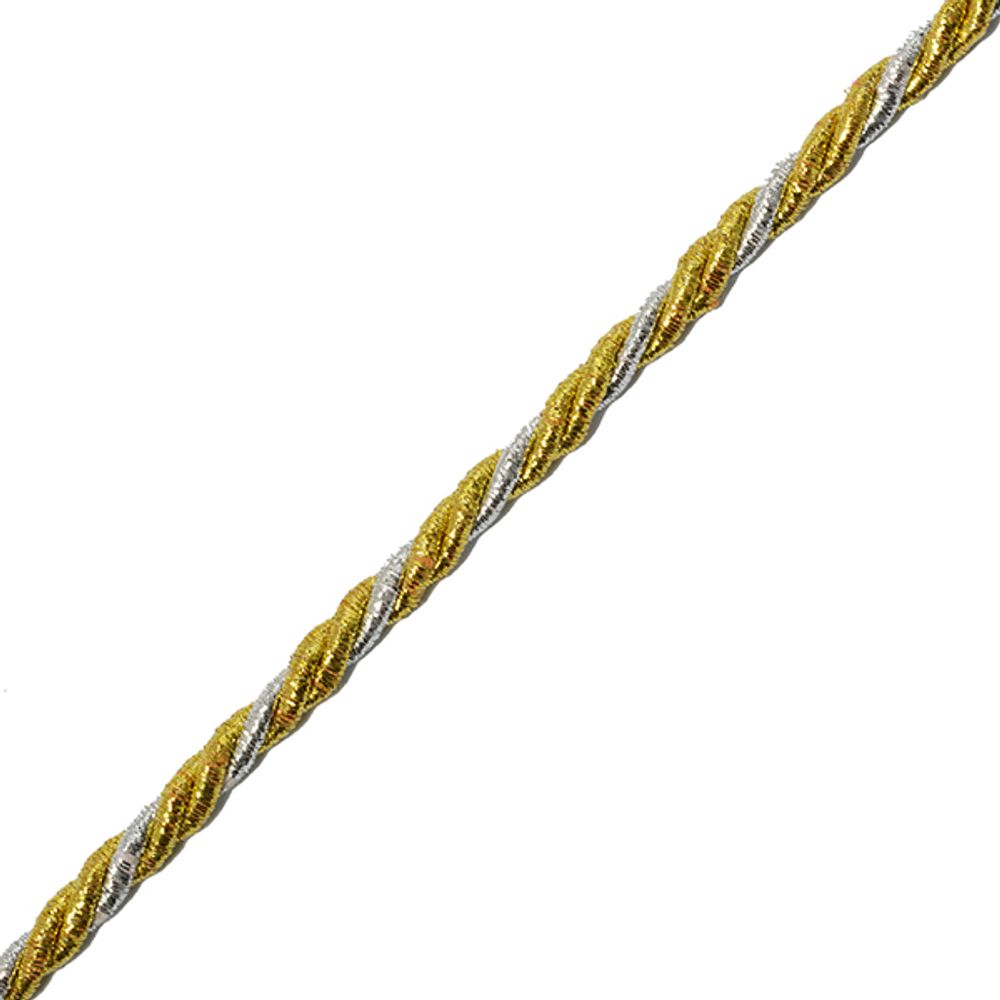 Шнур витой ⌀5.0 мм / 10 метров, серебро/золото, M10883