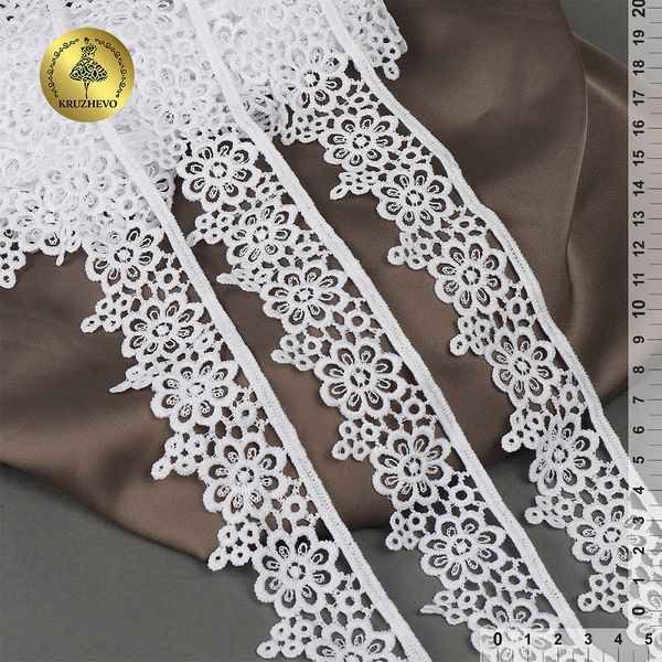 Кружево гипюр (плетёное) матовое 40 мм, цв.01 белый, 13,71м, Kruzhevo