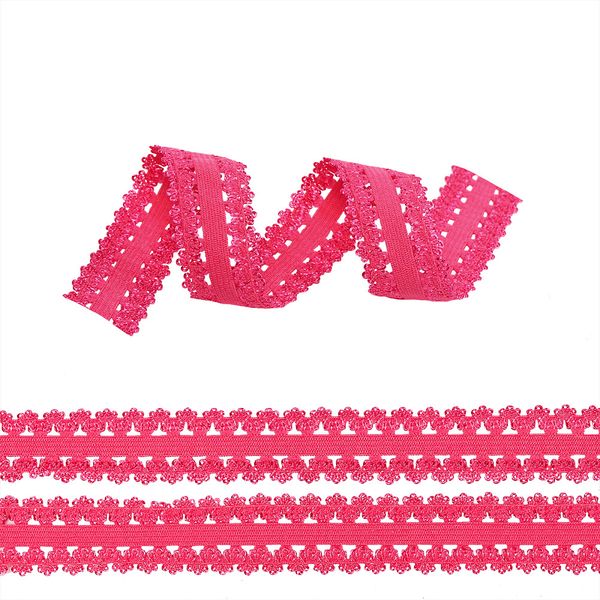 Резинка бельевая (ажурная) 20.0 мм / 100 метров, RB04144 F144 ярк.розовый