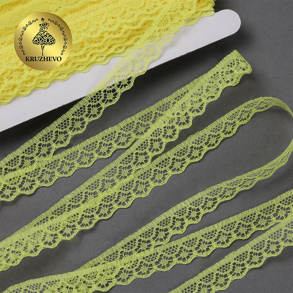 Кружево отделочное в стиле "трикотаж" 12 мм 150-2 цв.211 желтый, уп.27,4м
