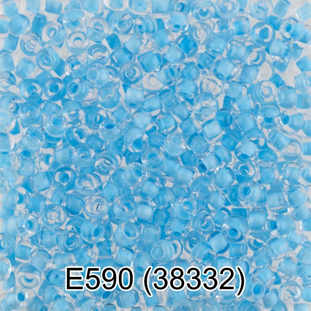 Бисер Preciosa круглый 10/0, 2.3 мм, 10х5 г, 1-й сорт, Е590 св.голубой, 38332, круглый 5