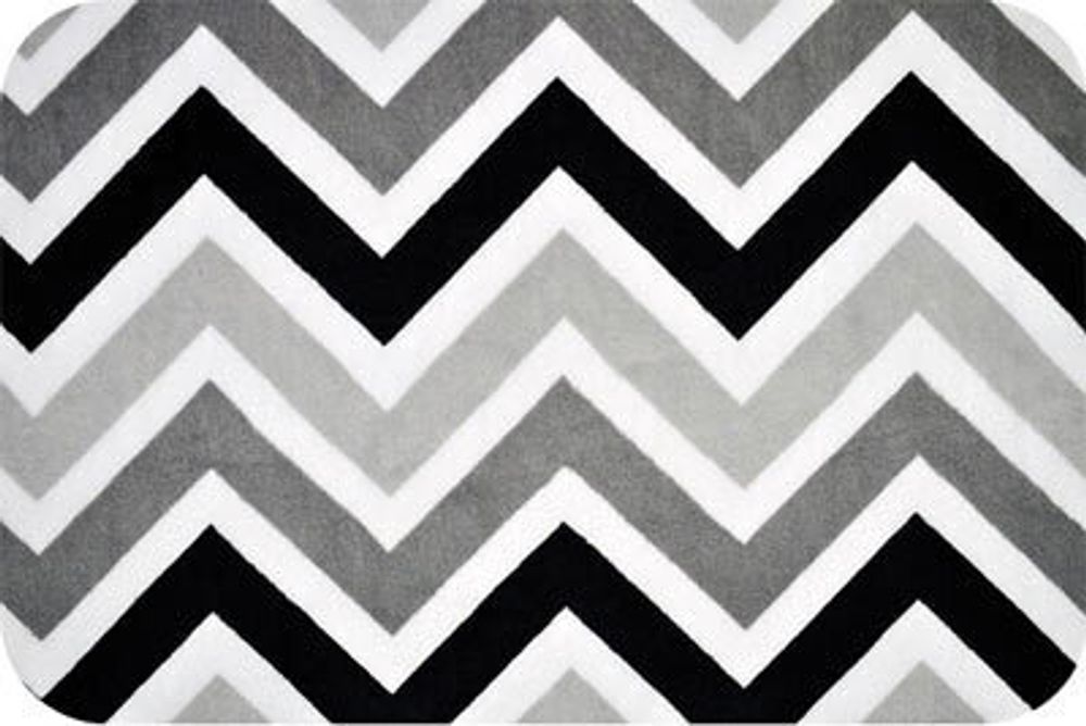 Плюш (ткань) Peppy Chevrons&amp;Zigzags Cuddle 440 г/м², 48х48 см, BLK/Silver/Snow