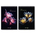 Блокнот на гребне, выборочный лак, A5 80 л., 4 шт, клетка, Чёрный жемчуг 01238, Светоч Б127