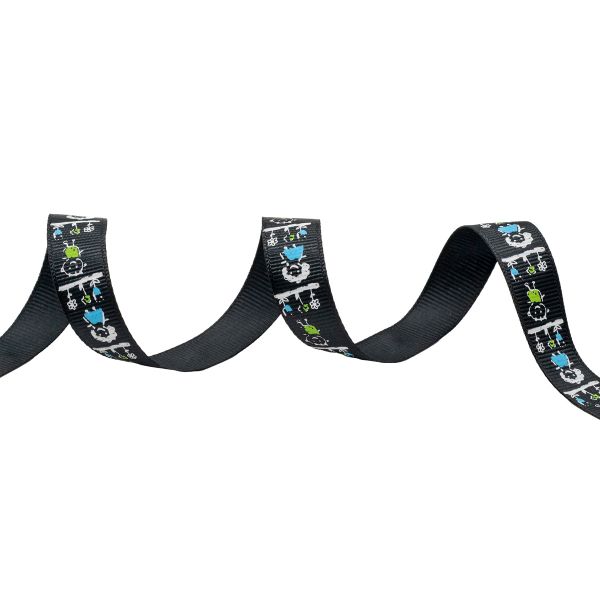 Лента репсовая (в рубчик) Дети 15 мм, 20м (черный)