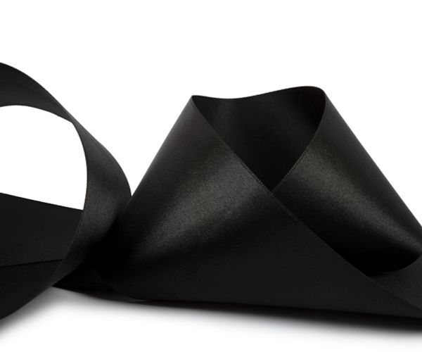 Лента атласная 1-сторонняя 75.0 мм / 33±2 метра, №113 черный, в термоплёнке, Gamma