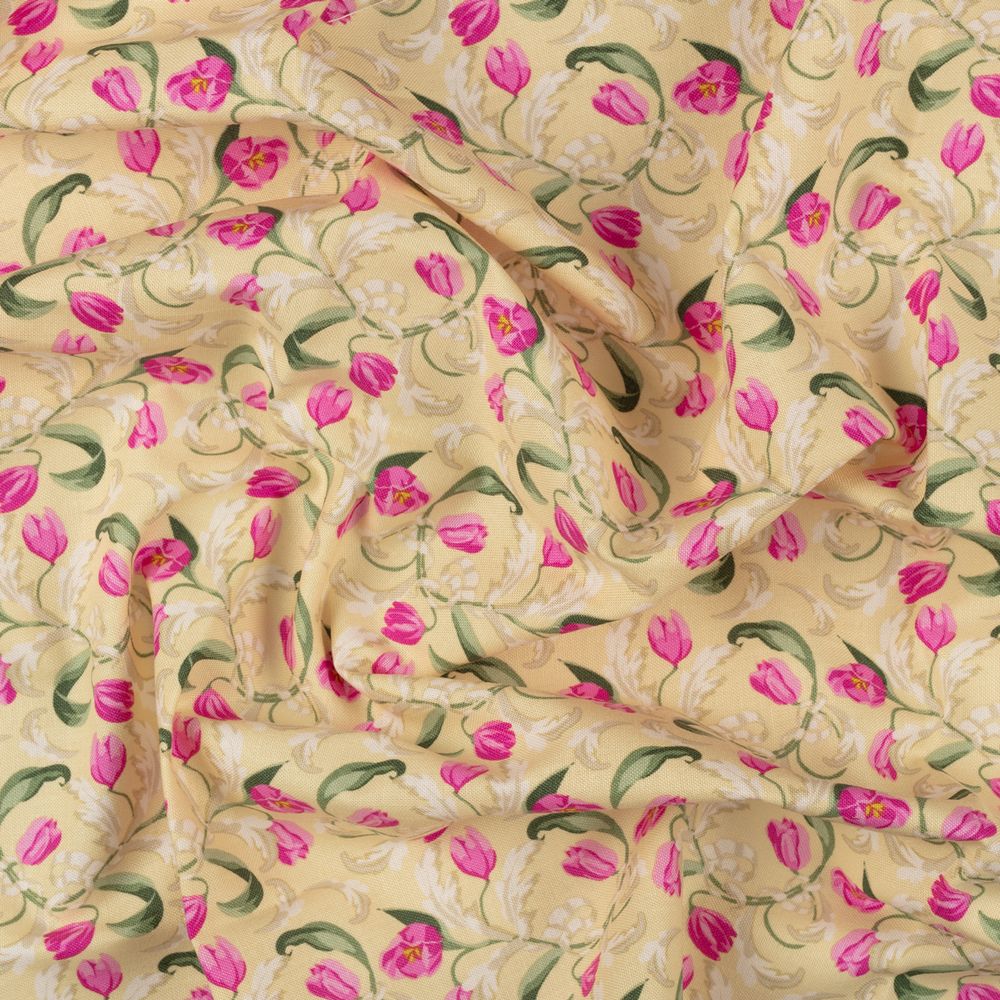 Ткань для пэчворка Peppy Весенний этюд, рулон 112 см / 5 метров, ВЭ-10 желтый, Peppy