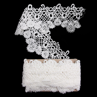 Кружево гипюр (плетёное) 95 мм / 9.14 метров, матовое, C501 белый