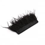 Перья на ленте декоративные Страус FBY-08-100 8см черный уп.2м