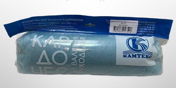Шерсть для валяния Камтекс кардочес Мини 100% полутонкая шерсть 100 г, 073 лед