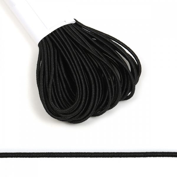 Резинка шляпная (шнур эластичный) ⌀1.0 мм / 10±0.5 метров, цв.F322 черный