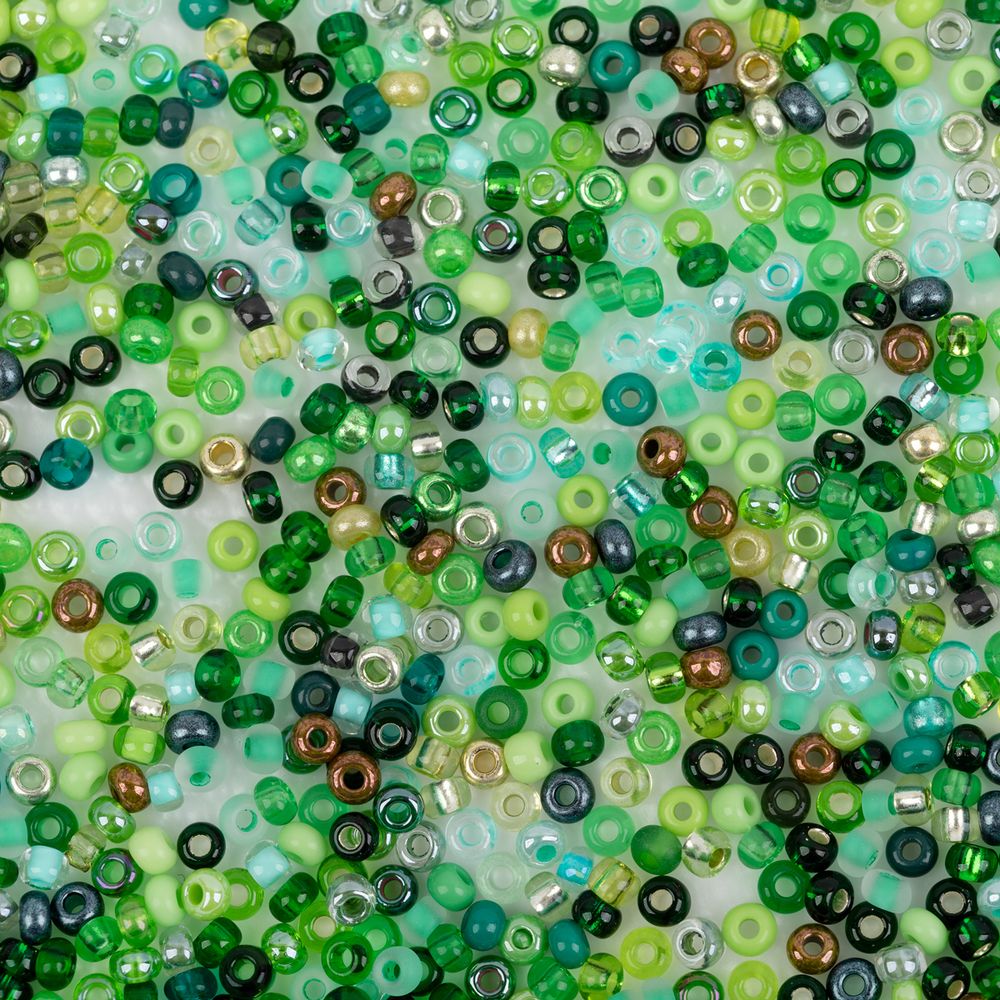 Бисер Чехия ассорти 50 г, №003 зеленый микс, Preciosa
