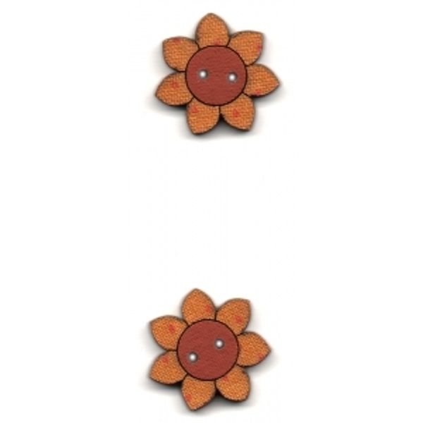 Украшения декоративные пуговицы цветы (оранжевые), Aurora, 1 шт, AU-B49872