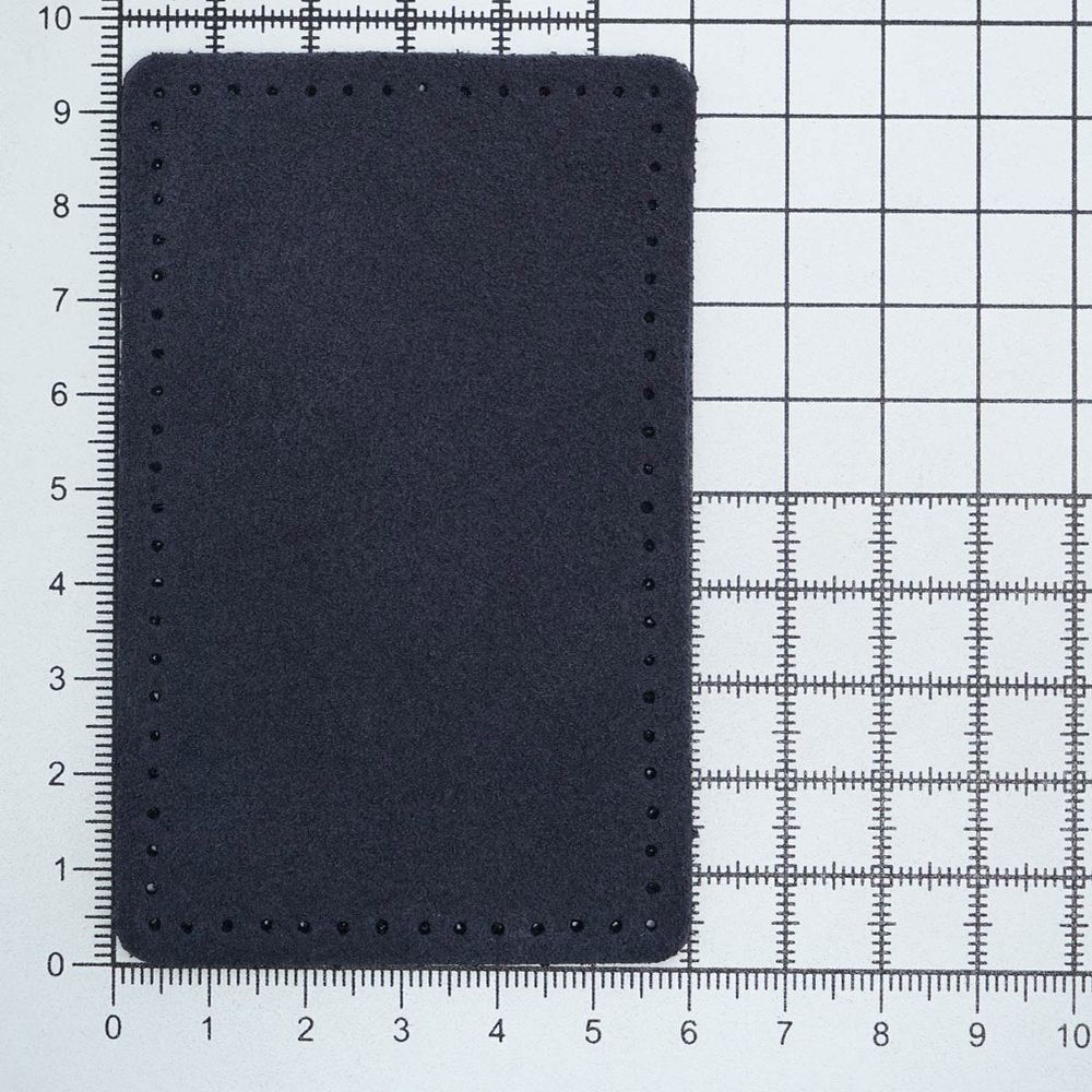 Заплатки пришивные из замши, прямоугольник 6х9,6см с перфорацией, 2 шт, 100% кожа, 22 темно-синий, 59113