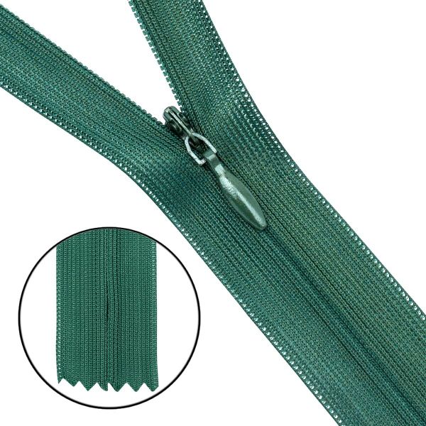 Молния потайная (скрытая) Т3 (3 мм) 1 зам., н/раз., 50 см, нейлон, F269 т.зеленый, 10 шт