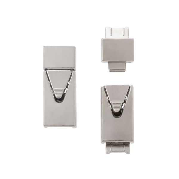 Фиксатор-застежка для шнурков для обуви 26х10х8 мм, металл, никель, 1 пара