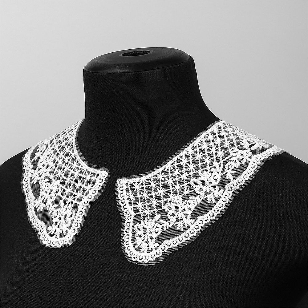 Пришивной кружевной воротник 17х16 см, цв.01 белый, уп.25 пар, диз.HX-40, Kruzhevo