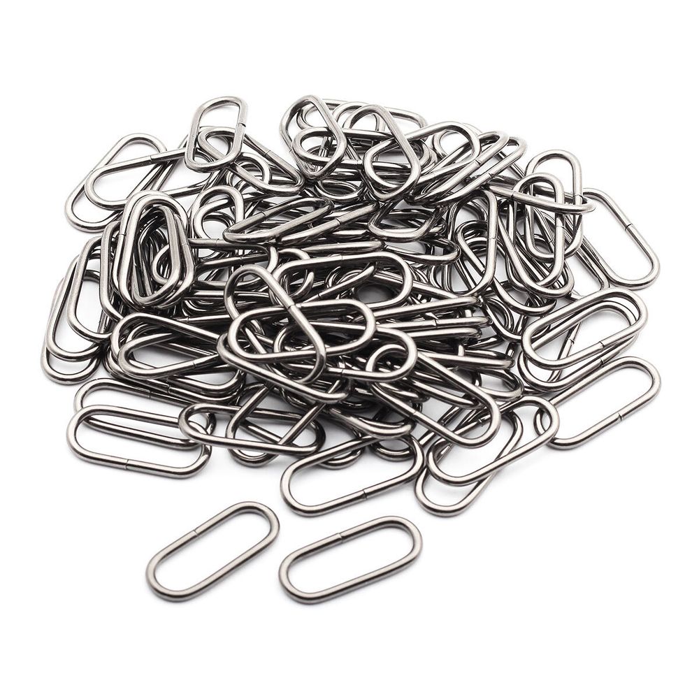 Кольцо овальное металл in 32х11 мм (37х16 мм внешн.), бл.никель, 100 шт