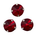 Хрустальные стразы в цапах круглой формы, красный 12 мм, 3 шт. Astra&Craft, РЦ008НН12